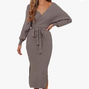 V Neck Sweater Dress